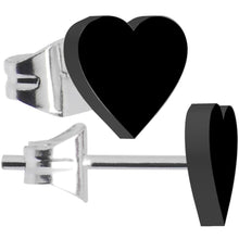 将图片加载到图库查看器,Black Acrylic Heart Stud Earrings