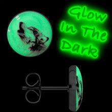 Load image into Gallery viewer, Glow in the Dark Howling Wolf Stud Earrings