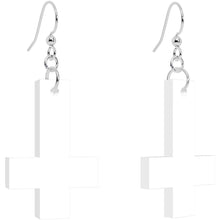将图片加载到图库查看器,White Inverted Cross Dangle Earrings