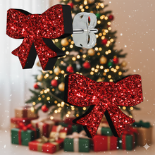 Load image into Gallery viewer, Ruby Red Glitter Ribbon Bow Stud Earrings