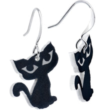 将图片加载到图库查看器,Black Cat Glow in the Dark Fishhook Dangle Earrings