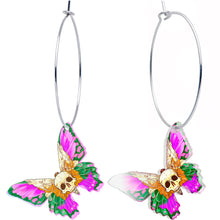 Load image into Gallery viewer, Butterfly Skull Hoop Earrings by Onyx O