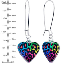 Load image into Gallery viewer, Acrylicious Rainbow Cheetah Print Heart Dangle Earrings by Onyx O