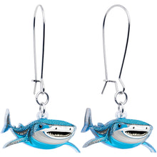 Load image into Gallery viewer, Acrylicious Attack Swimming Shark Dangle Earrings by Onyx O