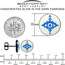 Load image into Gallery viewer, Black Anodized Evil Eye Glow in the Dark Stud Earrings by Onyx O
