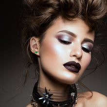 将图片加载到图库查看器,Black Anodized Steel Lipstick Kiss Mark Glow in the Dark Stud Earrings by Onyx O