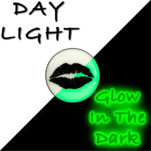 将图片加载到图库查看器,Black Anodized Steel Lipstick Kiss Mark Glow in the Dark Stud Earrings by Onyx O
