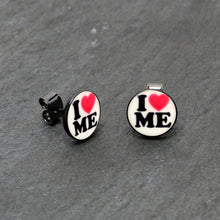 Load image into Gallery viewer, Black Anodized Steel Glow in the Dark Stud Earrings by Onyx O