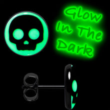 Load image into Gallery viewer, Simple Skull Glow in the Dark Stud Earrings by Onyx O