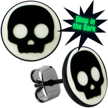 Load image into Gallery viewer, Simple Skull Glow in the Dark Stud Earrings by Onyx O