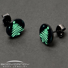 Load image into Gallery viewer, Black Anodized Glow in the Dark Holiday Christmas Tree Stud Earrings by Onyx O
