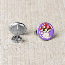 将图片加载到图库查看器,Polka Dot Mushroom Hat Cat Stud Earrings by Onyx O