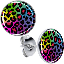 Load image into Gallery viewer, Rainbow Cheetah Print Stud Earrings by Onyx O