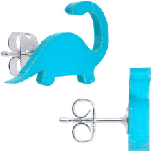将图片加载到图库查看器,Blue Acrylic Brontosaurus Dinosaur Stud Earrings