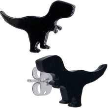 Load image into Gallery viewer, Black Acrylic Tyrannosaurus Rex Dinosaur Stud Earrings