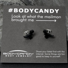 Load image into Gallery viewer, Black Acrylic Tyrannosaurus Rex Dinosaur Stud Earrings