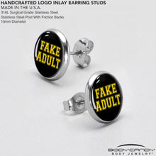 Load image into Gallery viewer, Black Yellow Fake Adult Stud Earrings by Onyx O