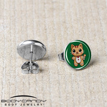Load image into Gallery viewer, Christmas Holiday Gingerbrread Kitty Cat Stud Earrings by Onyx O