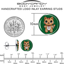 Load image into Gallery viewer, Christmas Holiday Gingerbrread Kitty Cat Stud Earrings by Onyx O