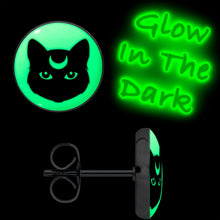 将图片加载到图库查看器,Mystic Kitty Cat Glow in the Dark Stud Earrings by Onyx O