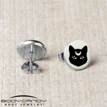 将图片加载到图库查看器,Mystic Kitty Cat Glow in the Dark Stud Earrings by Onyx O