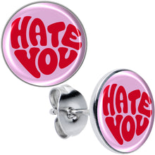 将图片加载到图库查看器,Retro Text Hate You Stud Earrings by Onyx O