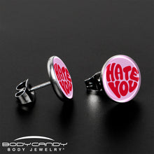 将图片加载到图库查看器,Retro Text Hate You Stud Earrings by Onyx O