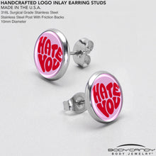 将图片加载到图库查看器,Retro Text Hate You Stud Earrings by Onyx O