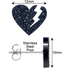 将图片加载到图库查看器,Glitter Heartbreaker Broken Heart Stud Earrings