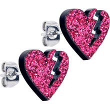 将图片加载到图库查看器,Glitter Heartbreaker Broken Heart Stud Earrings