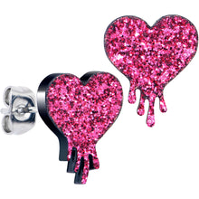 将图片加载到图库查看器,Glitter Melting Heart Stud Earrings