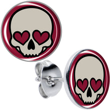 将图片加载到图库查看器,Valentine Heart Skull Stud Earrings