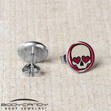 将图片加载到图库查看器,Valentine Heart Skull Stud Earrings