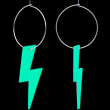 Load image into Gallery viewer, Acrylicious Glow in the Dark Lightning Bolt Hoop Earrings