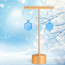Load image into Gallery viewer, Ice Blue Winter Snowflake Hoop Earrings