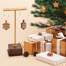 Load image into Gallery viewer, Custom Natural Wood Snowflake Personalized Hoop Earrings