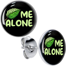 Load image into Gallery viewer, Black Green Leaf Me Alone Stud Earrings by Onyx O