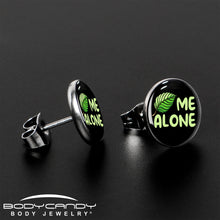 Load image into Gallery viewer, Black Green Leaf Me Alone Stud Earrings by Onyx O