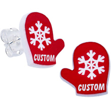 Load image into Gallery viewer, Custom Holiday Mittens Personalized Stud Earrings