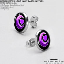 Load image into Gallery viewer, Crescent Moon Heart Stud Earrings by Onyx O
