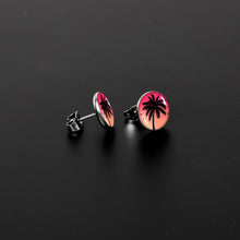 Load image into Gallery viewer, Red Sunset Palm Tree Stud Earrings by Onyx O