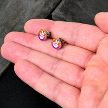 Load image into Gallery viewer, Retro Stripes Peace Sign Fingers Stud Earrings by Onyx O