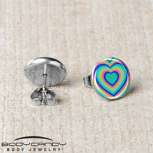 Load image into Gallery viewer, Rainbow Retro Heart Stud Earrings by Onyx O