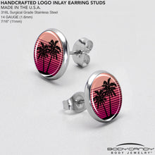Load image into Gallery viewer, Palm Tree Retro Sunset Stud Earrings by Onyx O
