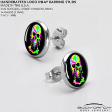 Load image into Gallery viewer, Ultra Bright Melting Skull Stud Earrings by Onyx O