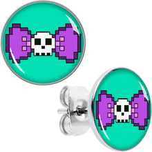 Load image into Gallery viewer, Retro Pixel Skull Stud Earrings by Onyx O