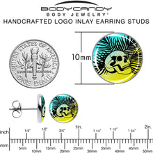 Load image into Gallery viewer, Blue Haze Sunset Skull and Palms Stud Earrings by Onyx O