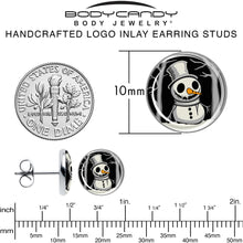 Load image into Gallery viewer, Christmas Holiday Spooky Snowman Stud Earrings by Onyx O