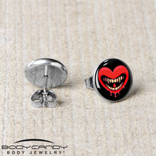 Load image into Gallery viewer, Valentine Heart Vampire Stud Earrings