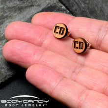 Load image into Gallery viewer, Custom No 2 Earrings Wood Initial Personalized Stud Earrings